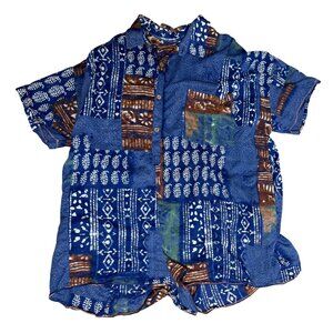 Free People Intimately Blue Patterned Short Sleeve Romper L Loungewear Boho Hipp